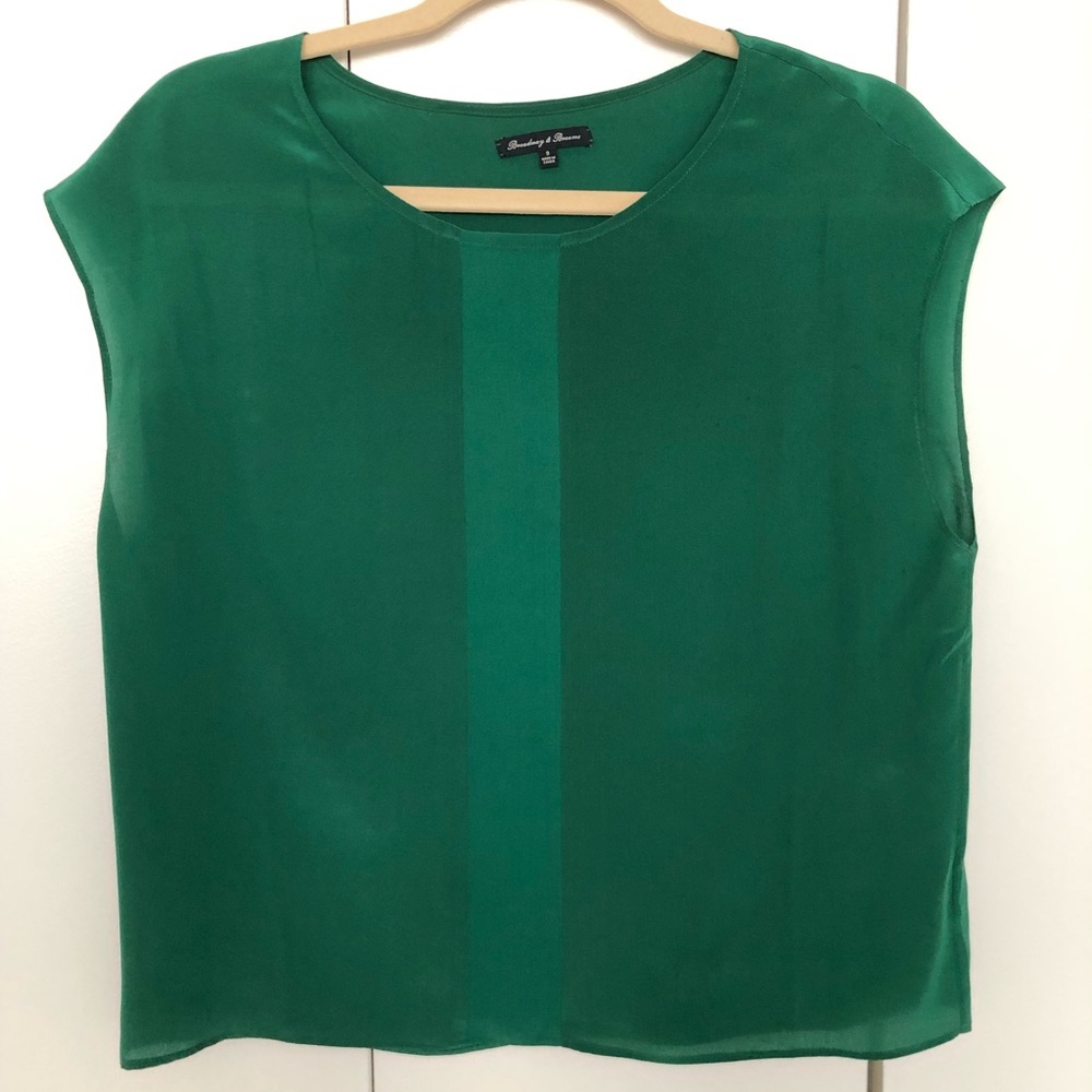 Broadway & Broome green silk top from Madewell